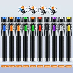 1/10/20/30/50/100MW Fiber Optic Cable Tester Pen Visual Fault Locator SC/FC/ST 2.5mm Interface VFL 1-100Km Range Professional