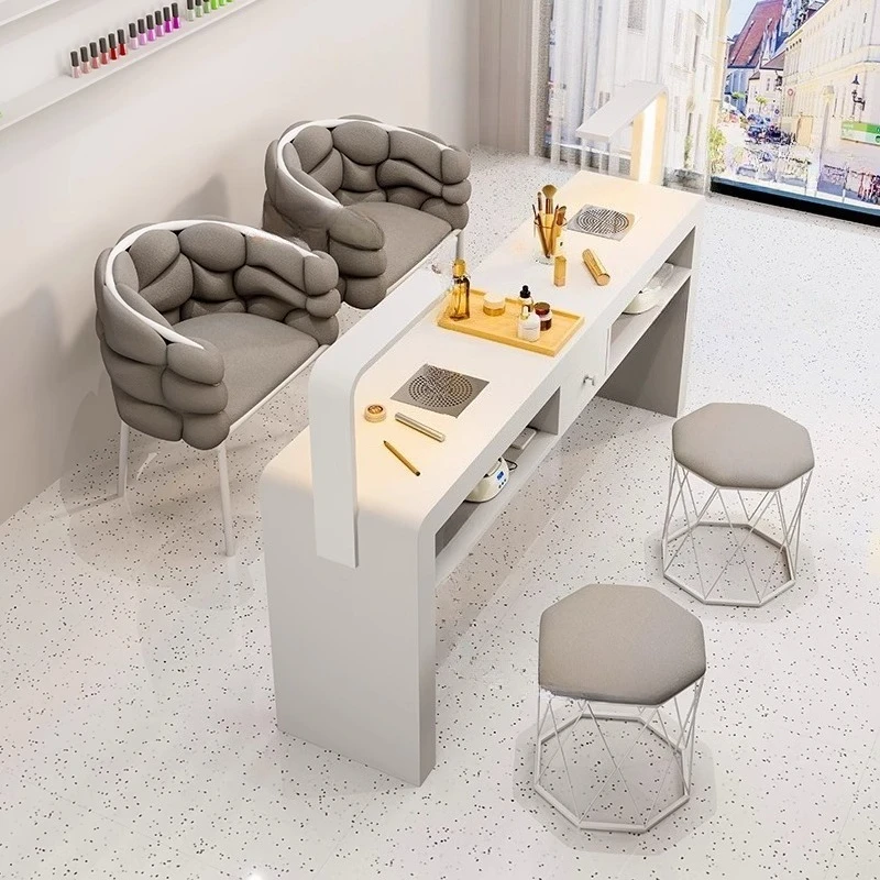 Moderner Staubsammler-Nageltisch, ausgefallener Schönheits-Designer-Nagelschreibtisch aus Holz, Salon-Workstation, luxuriöse Mesas Manicuristas-Möbel