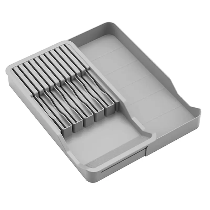 A84E-Expandable Organizer Drawer With Block Holder Storage Tray For Kitchen Countertop Retractable Systems