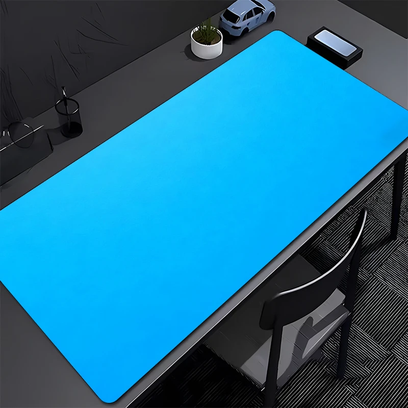 Gaming Mouse Pad, Large Desk Mat, Anti-slip Rubber Base, Stitched Edges, Solid Bright Blue Surface for Office & Gaming Setup