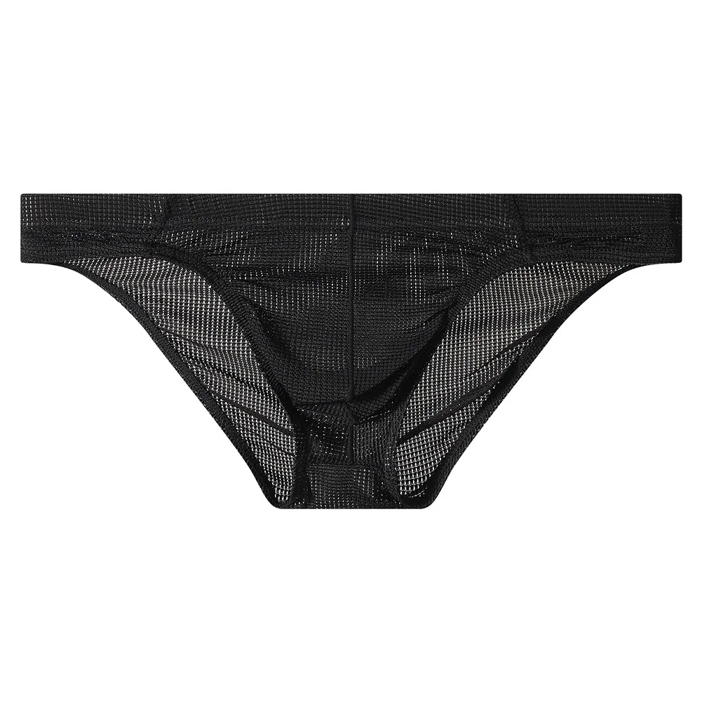 Men Mesh Translucent Underwear Brief Bulge Pouch Bikini Hollow Low-Rise Calcinha Breathe Panties Solid Stretch Men's Underpants