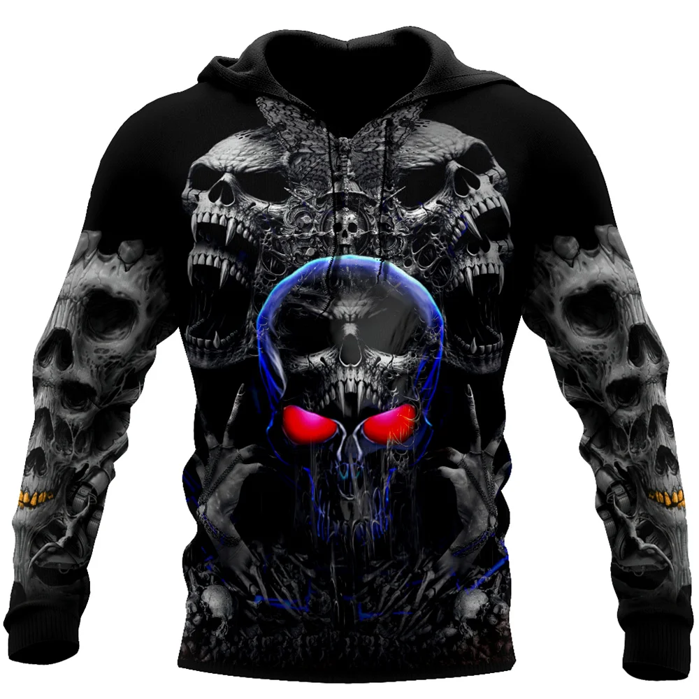 

Funny 3D Skull Print Men's Hoodies Hip Hop Trend Streetwear Fashion Loose y2k Clothes Autumn Winter Casual Sweatshirts Tops Coat