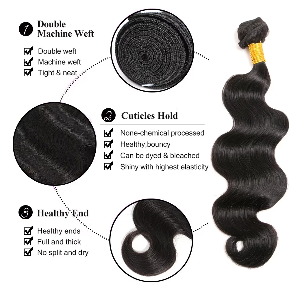 บราซิล Body Wave Human Hair Bundles ธรรมชาติผมสาน 1/3/4 Bundle Deal 32 นิ้ว 100% Human Hair วิกผม remy Hair Extensions