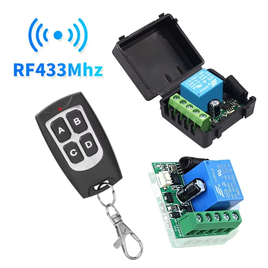 

Universal Gate Remote Control Switch DC 12V RF 433 Mhz Asking Code Relay Receiver DIY Mini Module for Garage Door LED Lighting