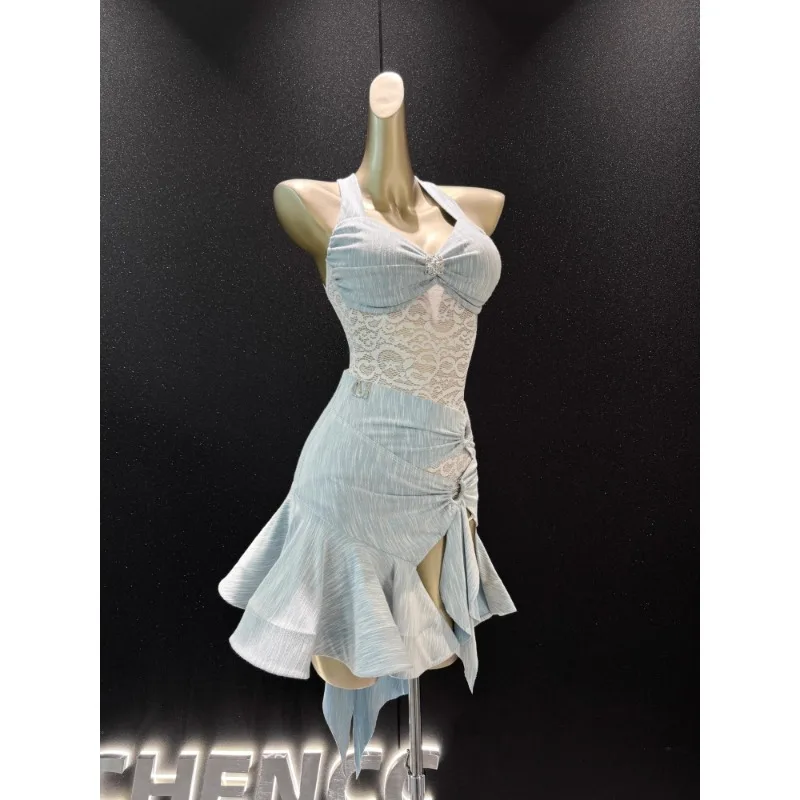 Robe de danse latine personnalisée, tenue d'entraînement haut de gamme, grande jupe professionnelle pour femmes adultes, nouvelle collection