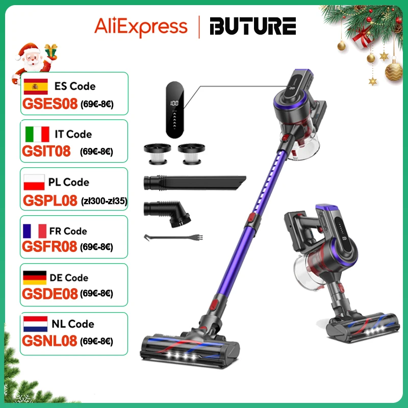 BUTURE 450W 38Kpa Handheld Wireless Cordless Cleaner Vacuum with Touch Display and 1.5L Large Dust Cup for Floor Carpet Car Pet