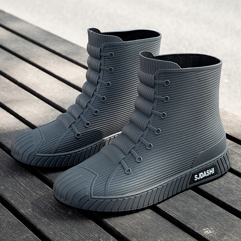 Men Women Lined With Fleece Warmth Anti-slip Wear-resistant Outdoors Rain Boots Versatile Casual Short-barreled Waterproof Shoes