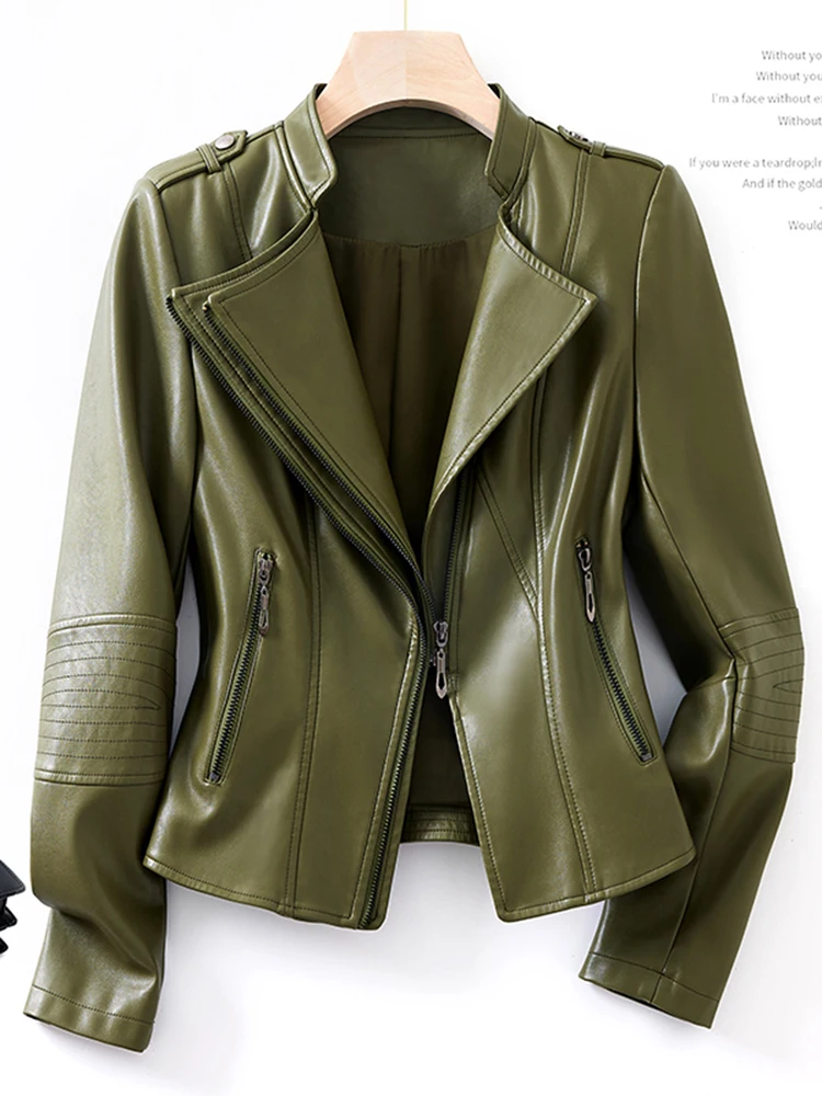   Ning 本革ジャケット レディース ショートスリーブ 2025 秋冬新作 ファッション シープスキン バイク用 スリムフィットコート