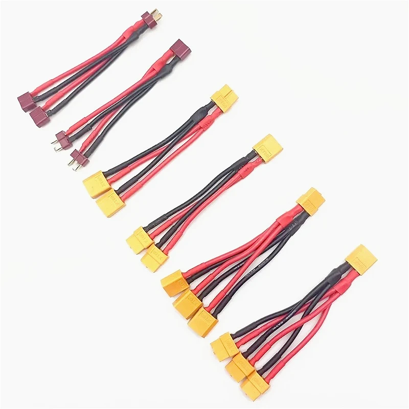

Silicon wire XT60 parallel battery connector male/female cable double extension Ysplitter/RC battery motor with 3 way 14AWG 10cm