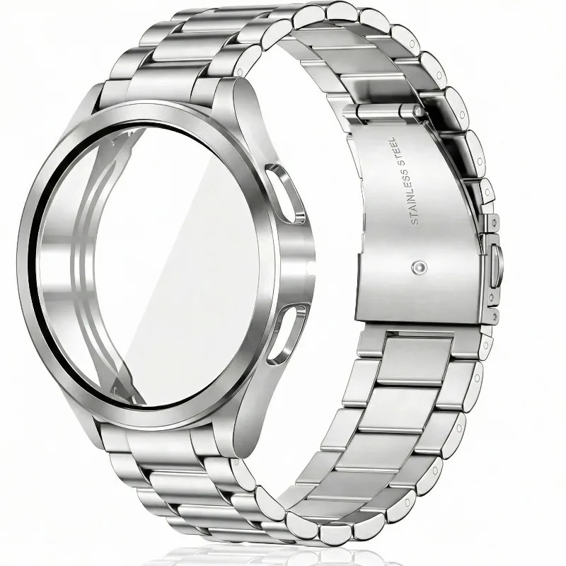 Metallarmband + PC-Gehäuse für Samsung Galaxy Watch 7 6 5 4 44mm/40mm Schutzhülle mit Armband für Galaxy Watch 4 5 6 7 40 44mm