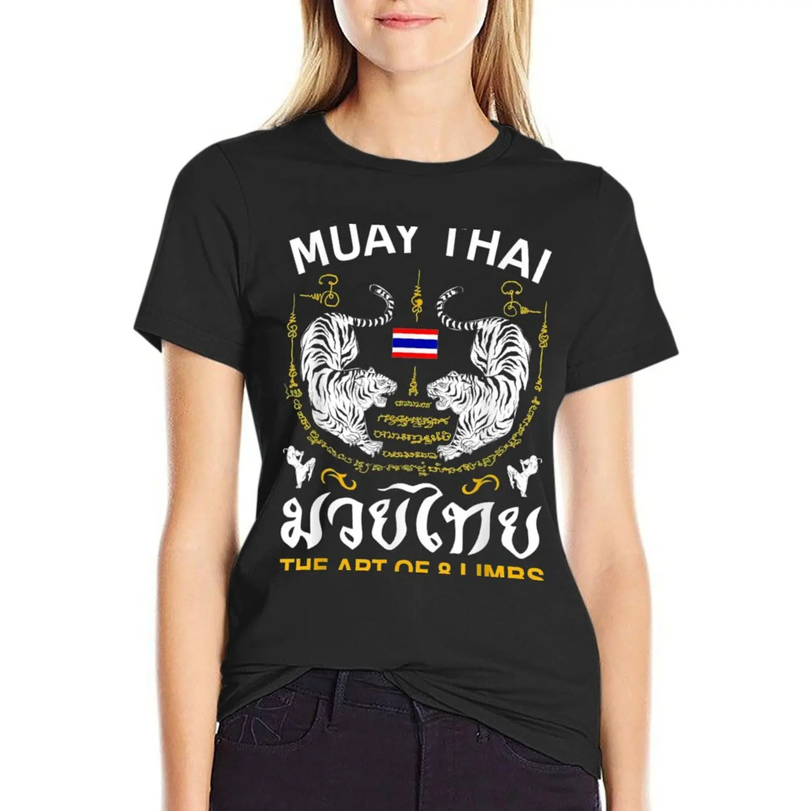 

The Art Of 8 Limbs Sak Yant Tiger Muay Thai gifts T-Shirt plus size tops plain t-shirts for Women graphic tees funny