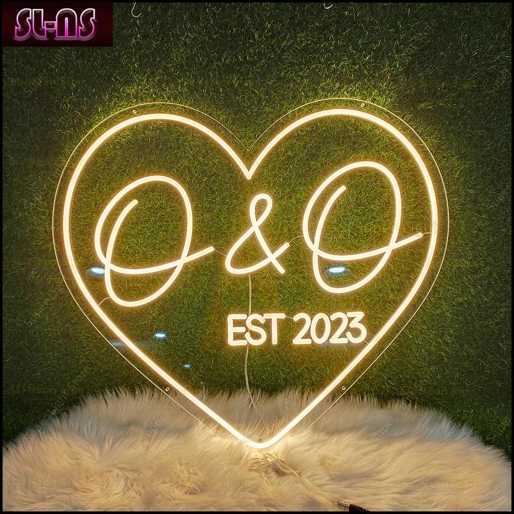 

Custom Initials Sign Neon Wedding Sign Initials Light up Wedding Birthday Neon Lights for Reception Engagement Light Dimmable