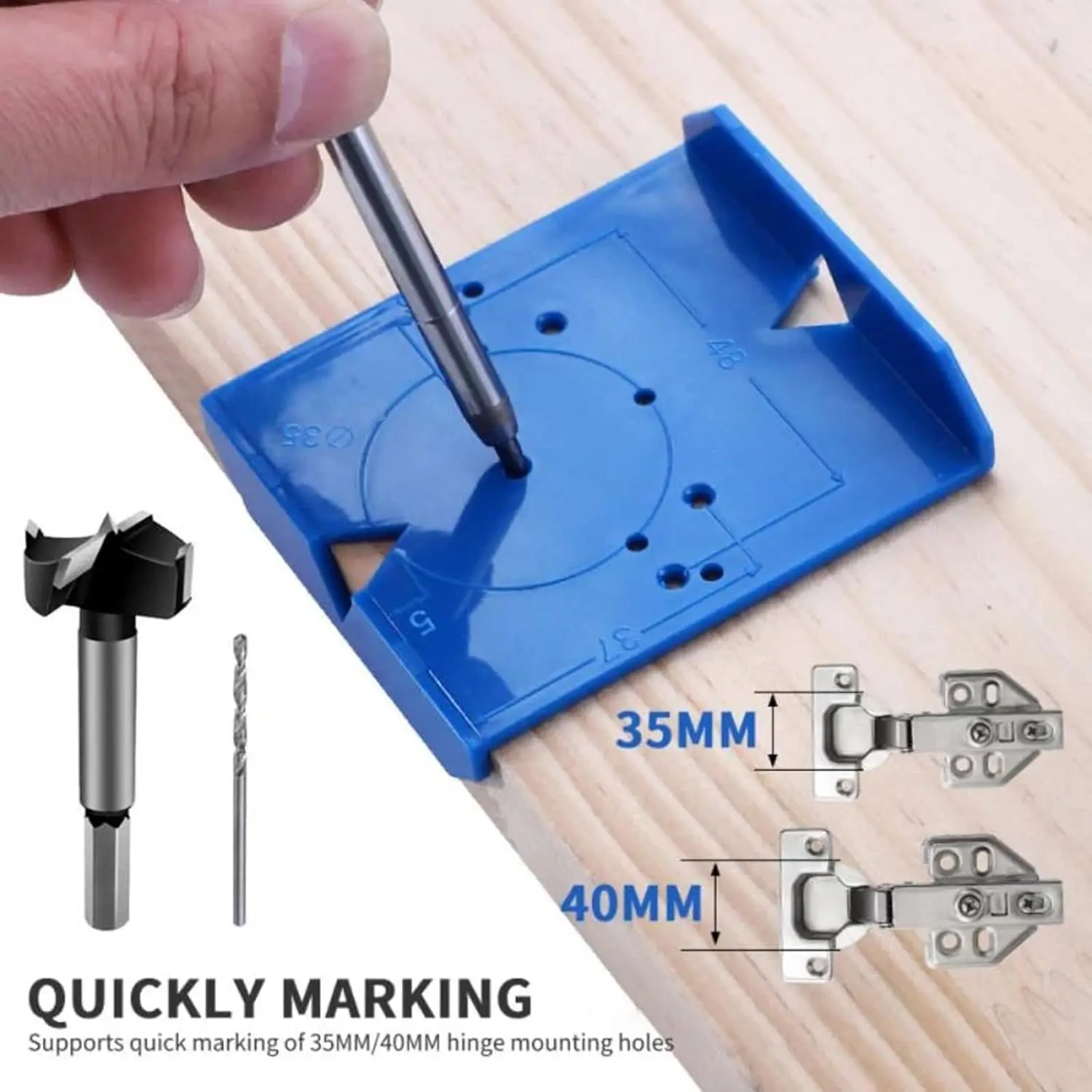 35/40mm ABS Hinge Drilling Locator Cabinet Door Punching Positioning Ruler Template Carpentry Hinge Installation Auxiliary Tool