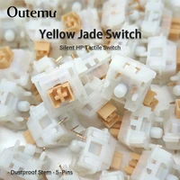 Outemu-interruptores silenciosos de Jade amarillo, teclado mecánico personalizado táctil HP de 5 pines, interruptor MX silencioso, prelubricado para juegos y oficina