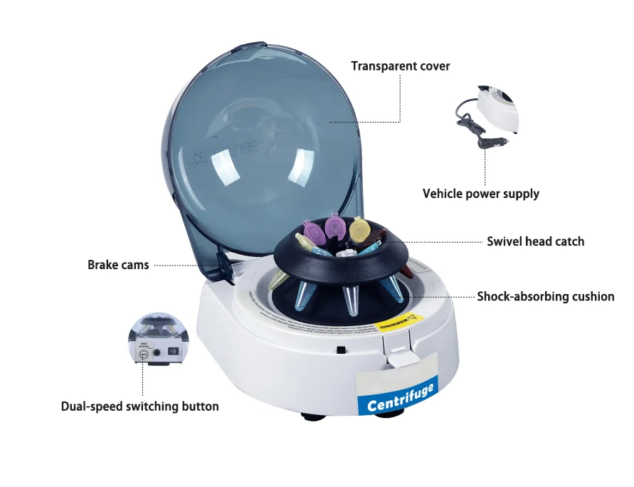 Lab Benchtop 10000rpm High Speed PCR Micro Cell Centrifuge 2.0ml/1.5ml/0.5ml/0.2ml Tube Double-speed Mini Centrifuge
