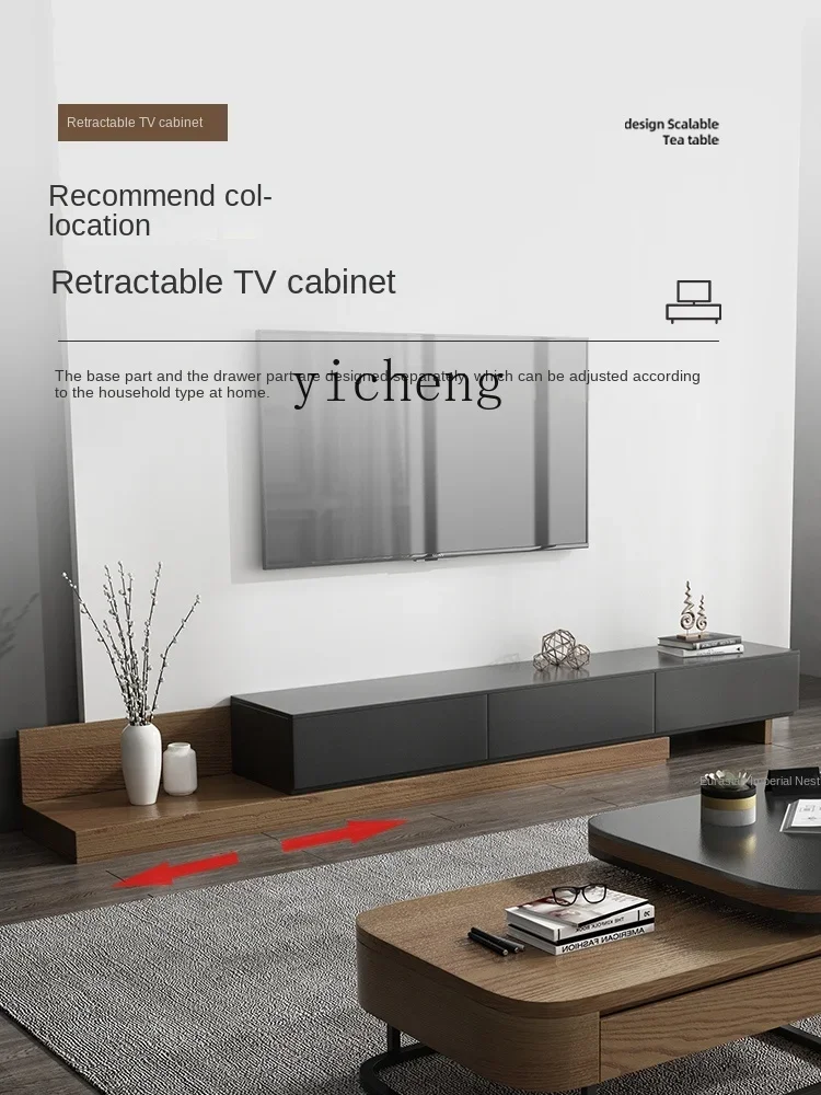 coffee table square glass table living room home modern simple Nordic fire stone TV cabinet