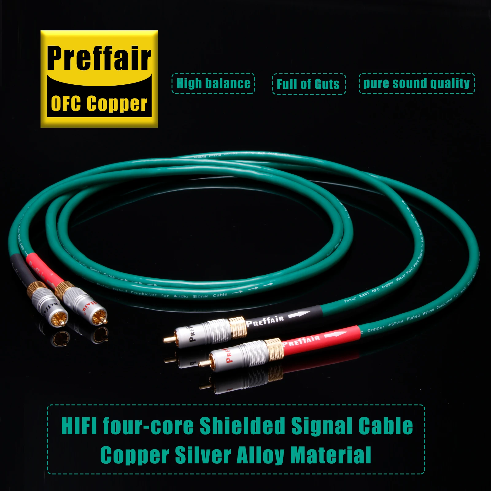

Hi end Rca Cable High Purity OFC Silver Plated Hybrid Conductor 2Rca to 2Rca Audio Cable 24K Gold Plated Rca Connector Plug