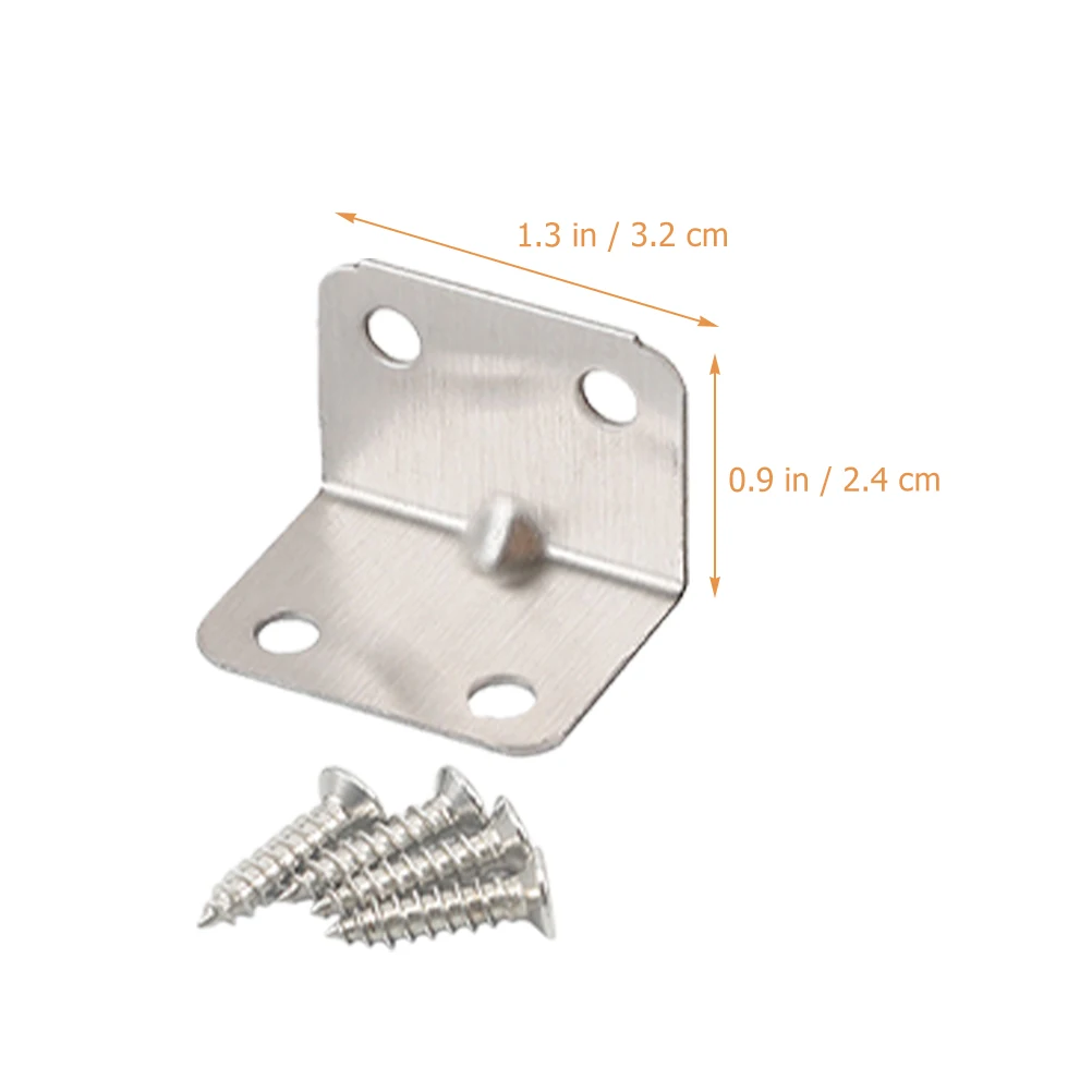 

30pcs Stainless Steel Corner Brackets Durable Rust Resistant Shelf Braces Angle Brackets for Furniture Wood Tables Chairs