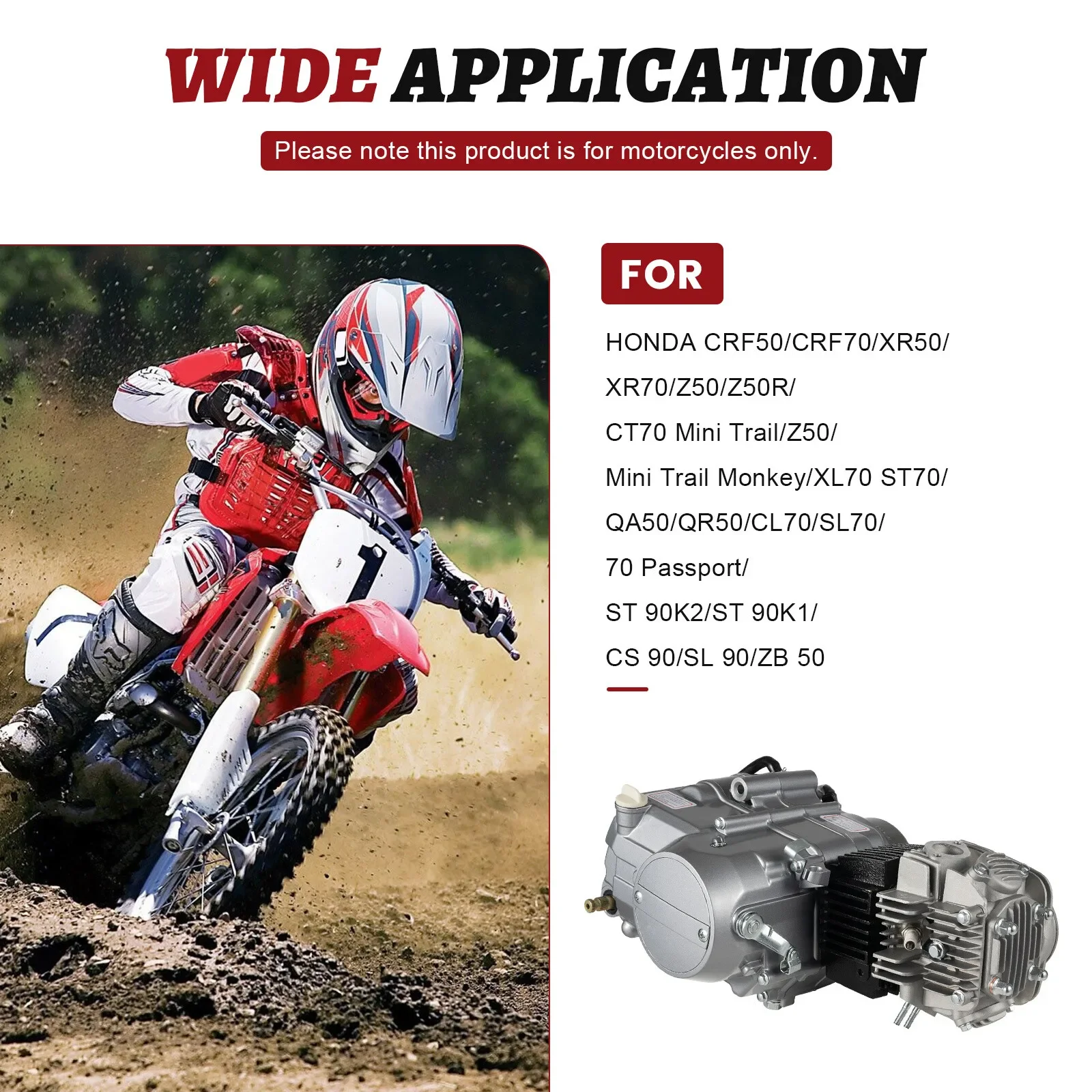 125CC 4-speed Kick Start 4Stroke Motor Motorcycle Pit Dirt Bike Engine for Honda