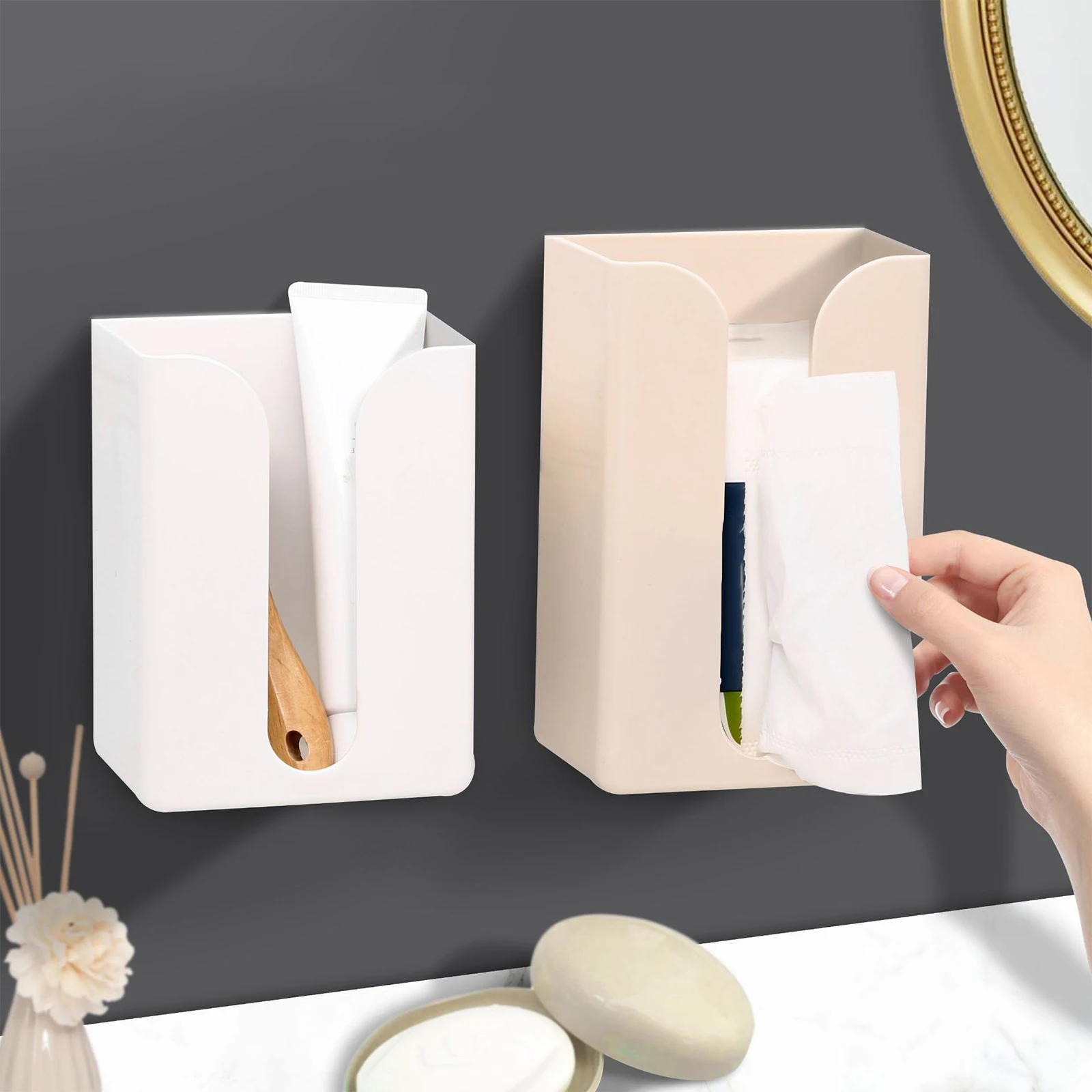 Wall Mounted Tissue Box Wet Tissue Holder Cover Napkin Holder Dispenser Rack For Bathroom Kitchen Napkin Organizer