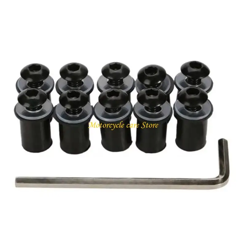 

U75F 10pcs Motorbike Accessories Easy Installation Windshield Mount Aluminum Fastener M5x16mm Windscreen Screw Bolts