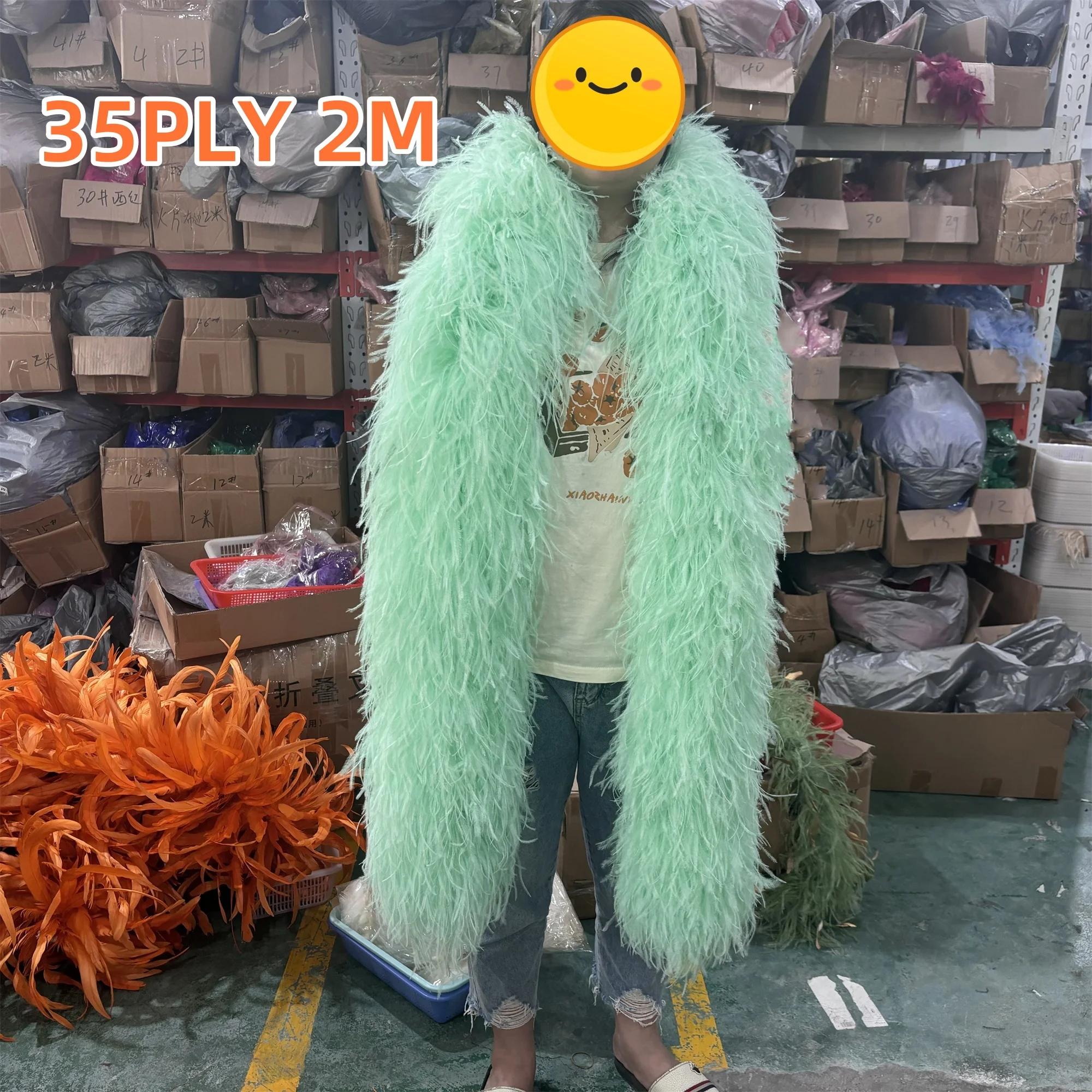 

20 35Ply Mint Green Ostrich Feathers Boa 2Meters Natural Ostrich Plumes Scarf for Wedding Party Dress Sewing Clothing Decoration