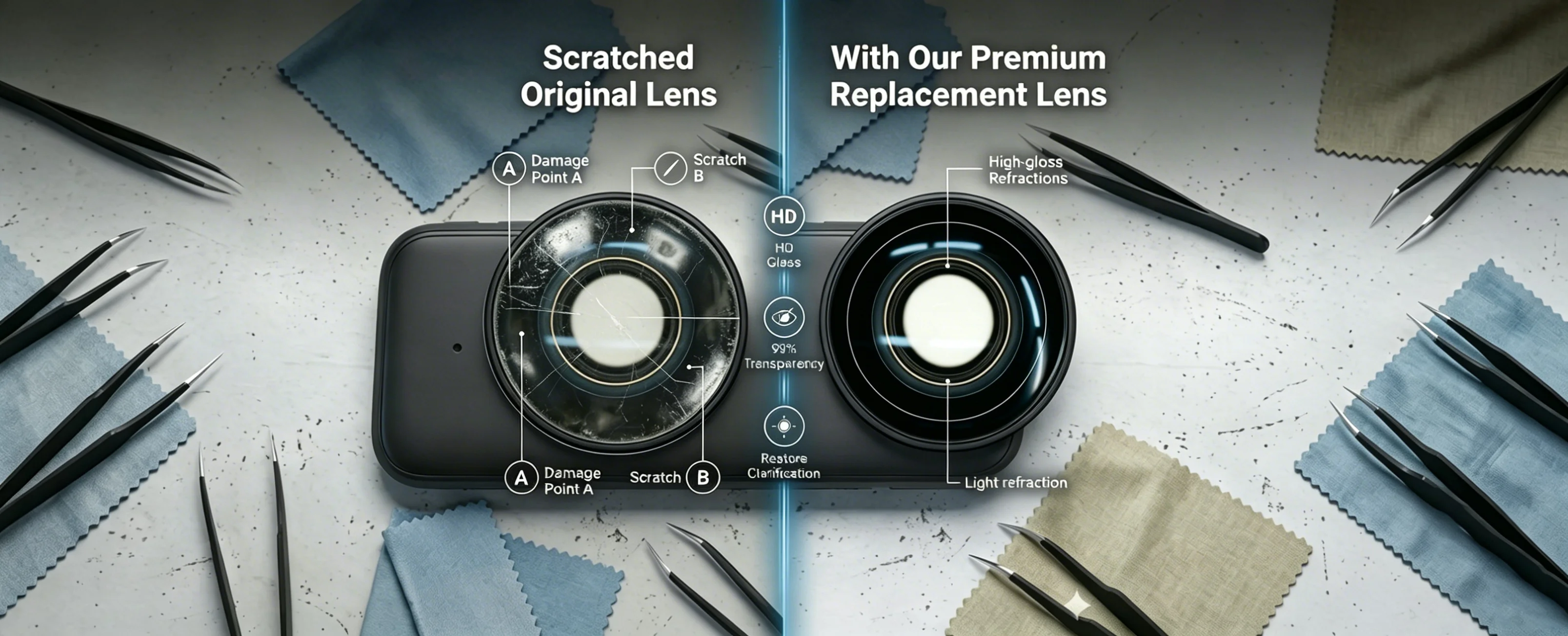 MORUS Sportkamera-Objektiv für Insta360 X4 Action-Kamera, Schwarz, Kompatibel mit Insta360 X4, Ersatzteil-Zubehör, Brille – Detail 4