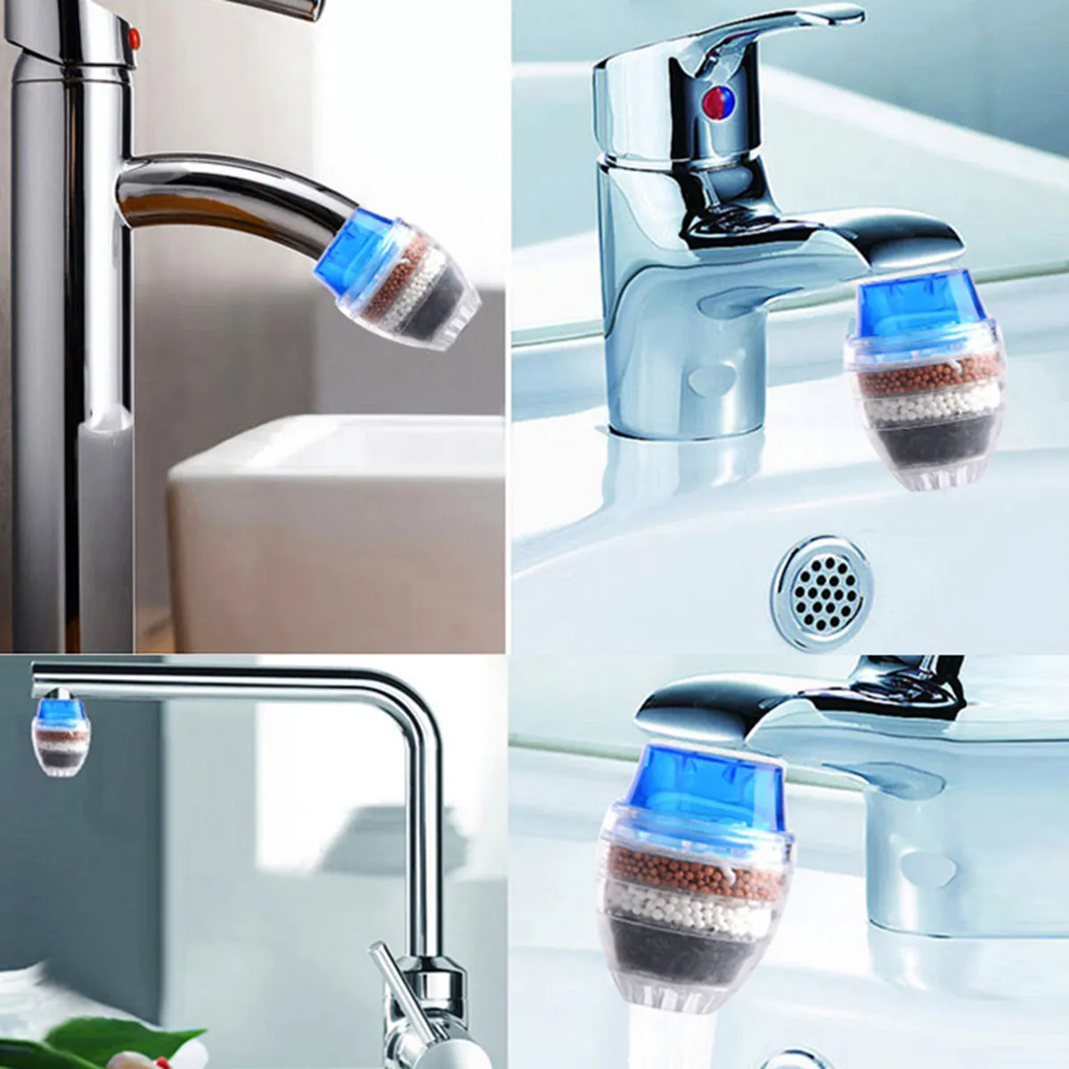 Faucet Water Filter 2 Pack Stainless Steel Kitchen Sink Tap Mounted Purifier Compact Design
