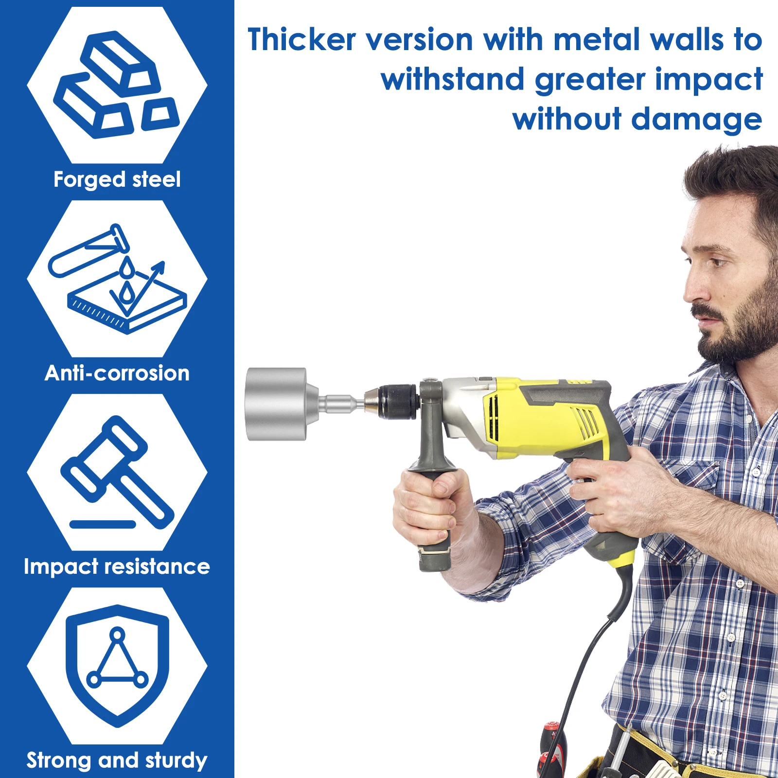 Ground Rod Driver 30/45/65mm SDS-Plus T Post Ground Rod Driver Forged Steel Drill Bit Driver Durable Hammer Drill Rod Converter