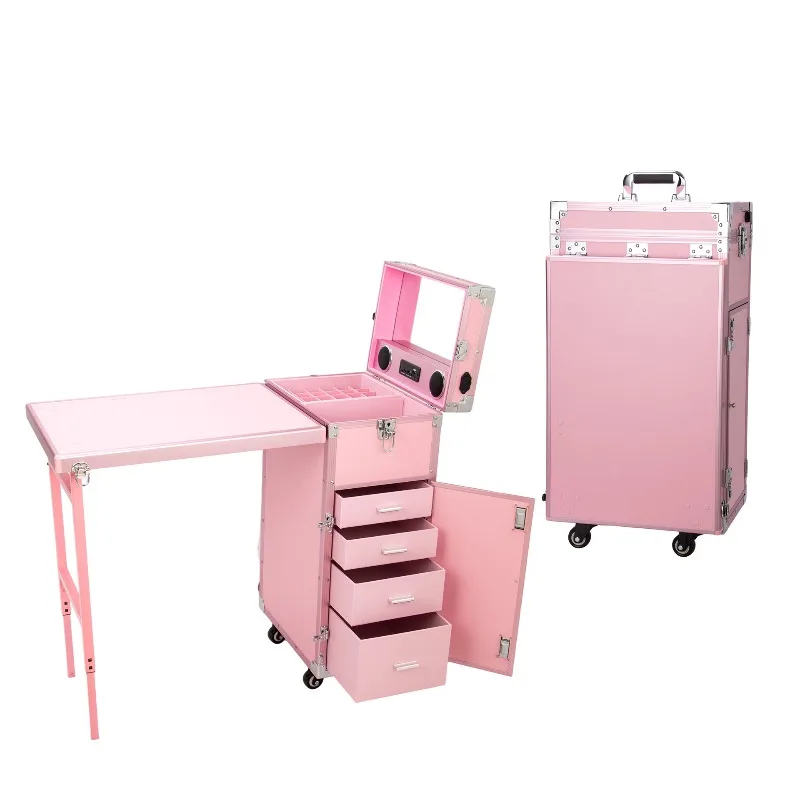 Double table foldable large capacity manicure and beauty embroidery table with tie rod