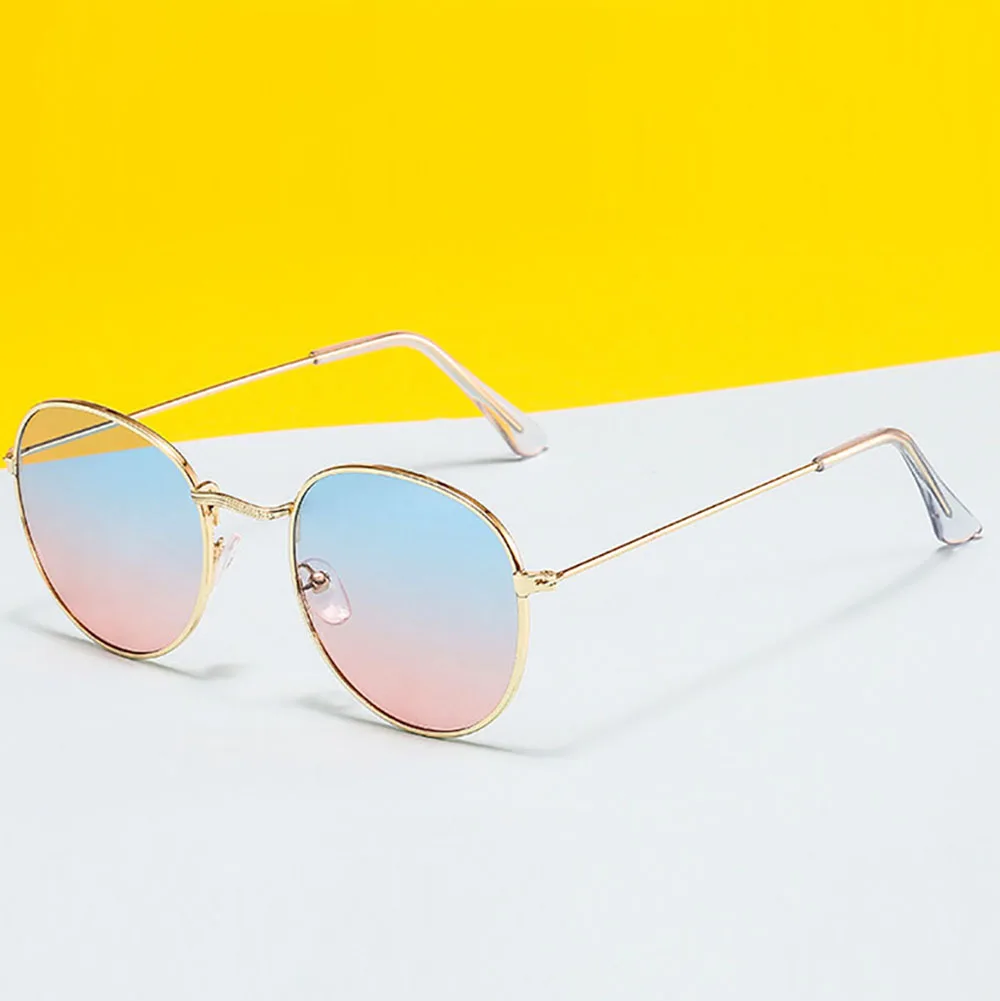 Colorful Circle Glasses Versatile Metal Frame Sun Glasses Uv400 Glasses Stylish Round Frame Sunglasses For Stage Performance