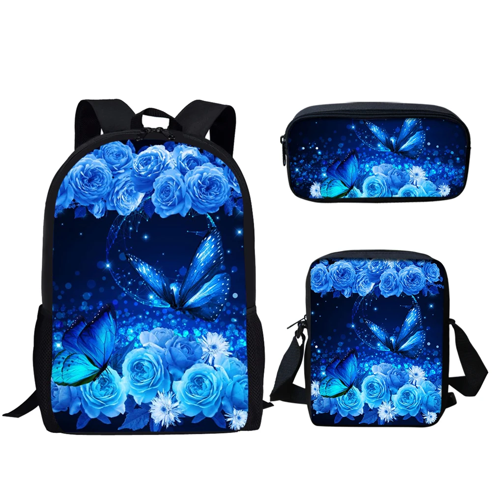 Rose With Butterflies Galaxy Printed Women Backpacks for Teenager Girls MenStudent School Bag Rucksacks for Laptop