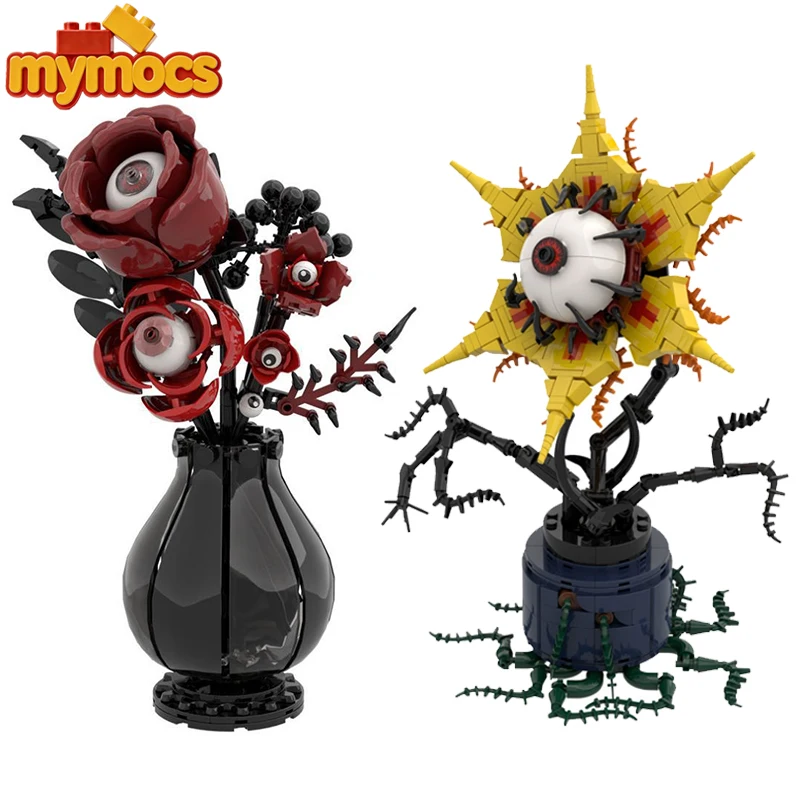 Mymocs Ideas MOC Gothic Eye Flower Plant and Horror Evil Eye Flower Sets Halloween Building Blocks Kid Toys For Adult Gift