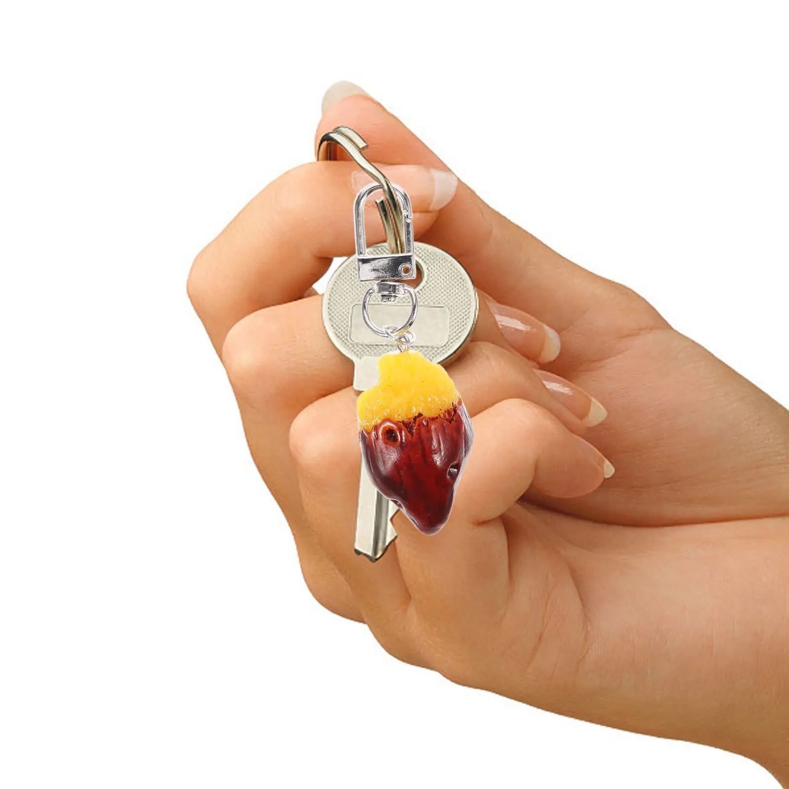 6Pcs Cute Sweet Potato Key Ring Charm Simulation Food Keychain Lovely Bag Hanging Decor Halloween Party Theme Gift