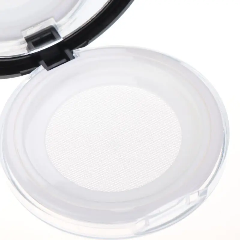 1 Stück 3g Reise-Make-up-Dose mit Sieb, tragbarer, ultradünner, schwarzer Kunststoff-Puderbehälter mit Spiegel und Puderquaste – Detail 12
