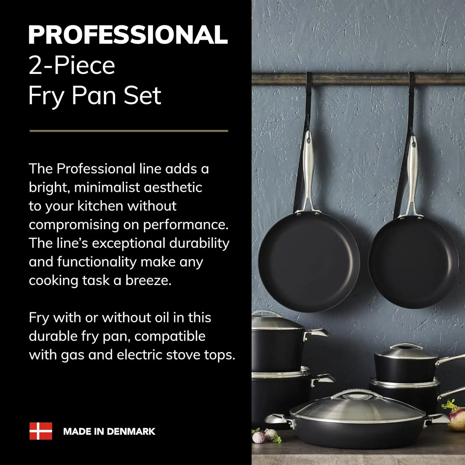 Professional Fry Pan Set - Includes 9.5” & 11” Fry Pans - Easy-to-Use Nonstick Cookware - Dishwasher, Metal Utensil & Ov