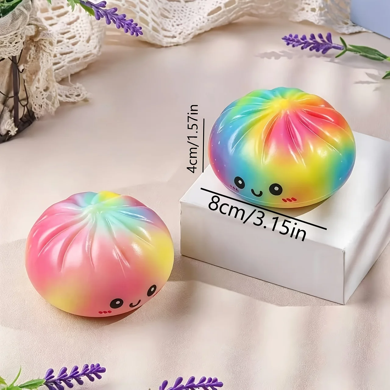 Rainbow Smiley Bun Squishy Toy Slow Rising Fidget Toy Stress Relief ASMR Decompression Anti Anxiety Desktop Prank Novelty Gift