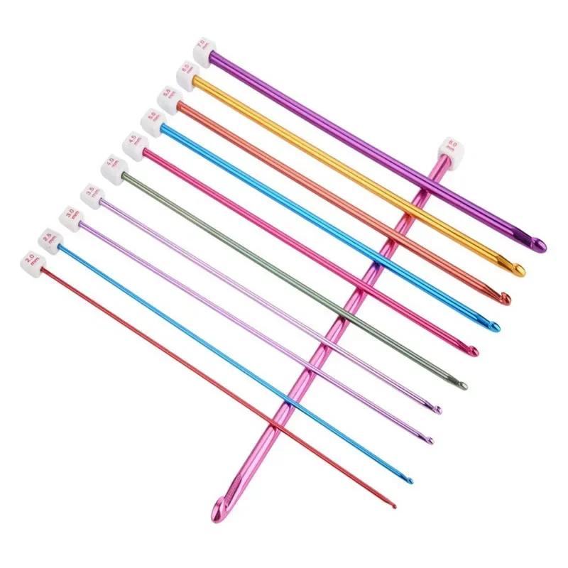 11PCS/Set 2-8mmTunisian Afghan Crochet Hooks Multicolor Aluminum Knitting Needles Hook Multicolour Crochet Hook 11 Size