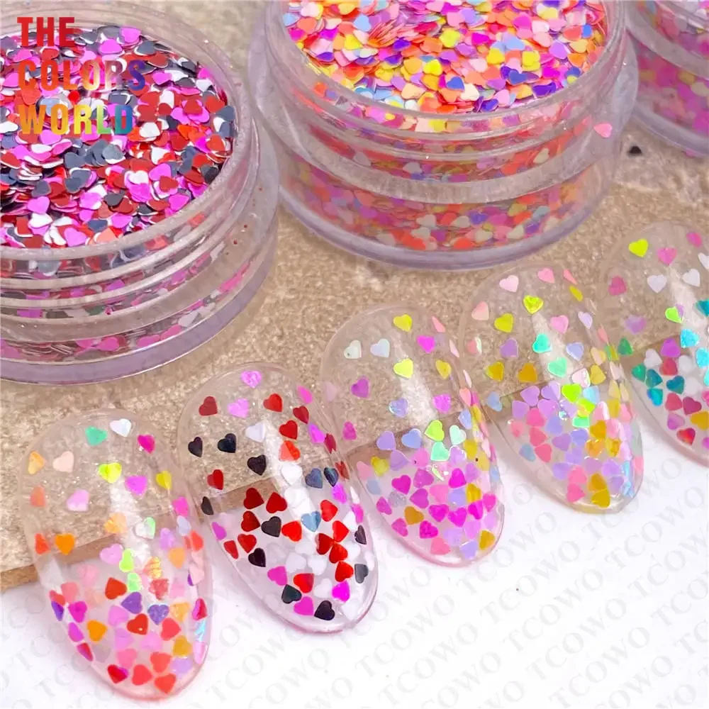 TCT-893 Love Heart Nail Glitter Sequin Heart Glitter Nail Polish For Valentines Day Wedding Party Decoration Textile Resin Art