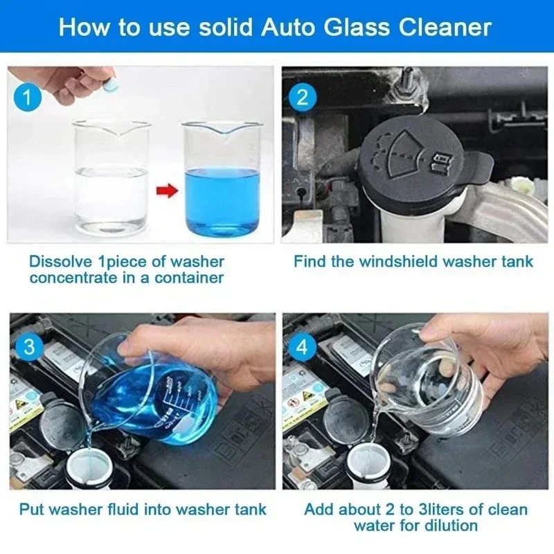 

Car Windshield Washer Fluid Concentrated Tablets Solid Effervescent Wiper Tablet for Car Room Kitchen Window Glass Cleaning