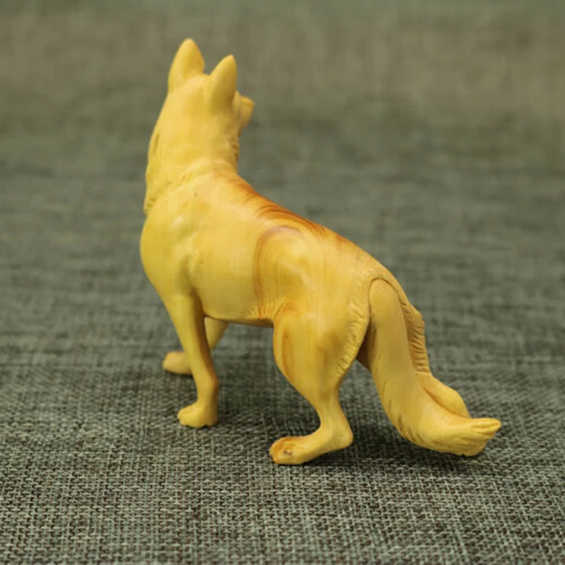 CQ001ca - 10X8.8X4.6 Carved Boxwood Carving Figurine : Wolf Dog