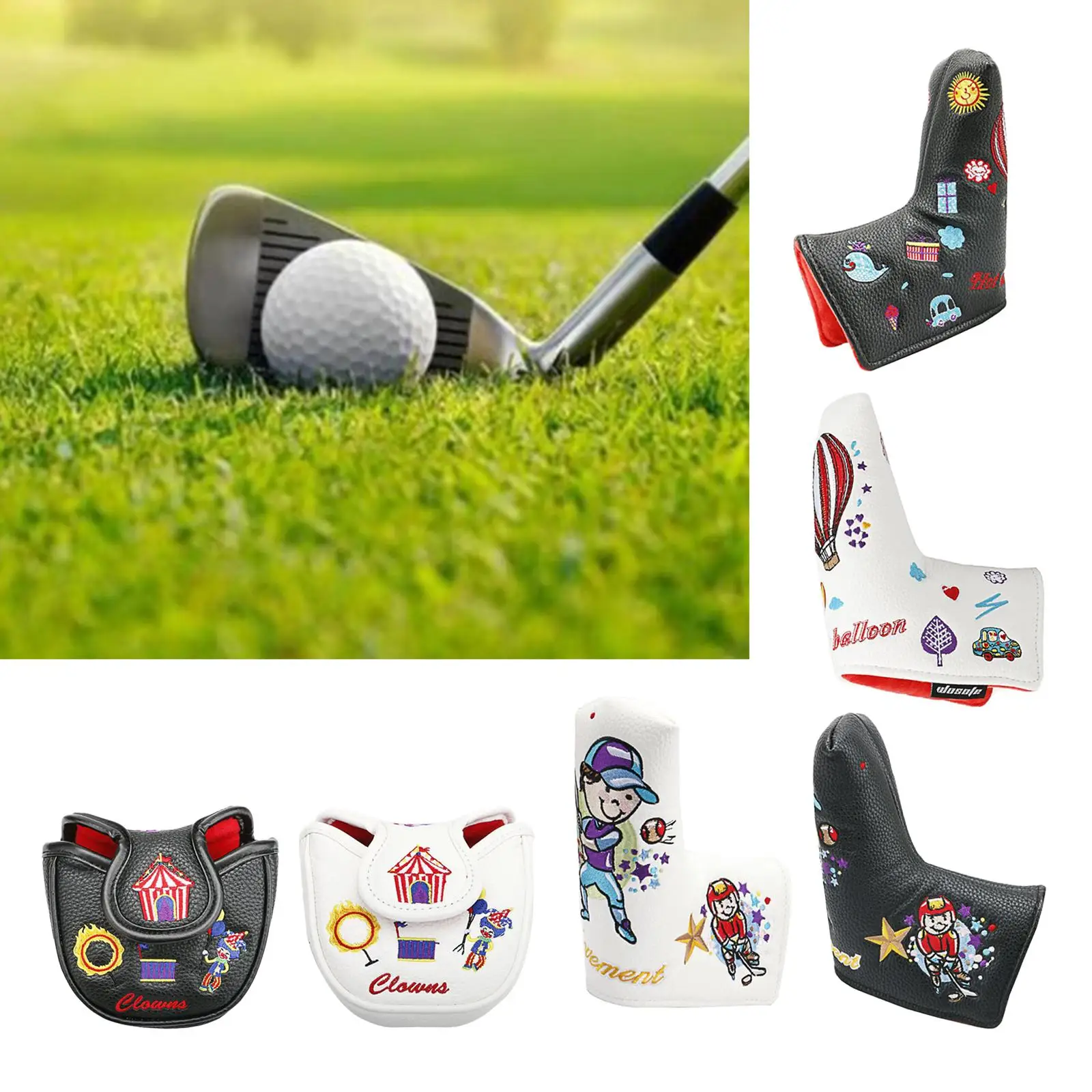 Golf Putter Cover Headcovers Blade Club Protector Portable PU for Outdoor