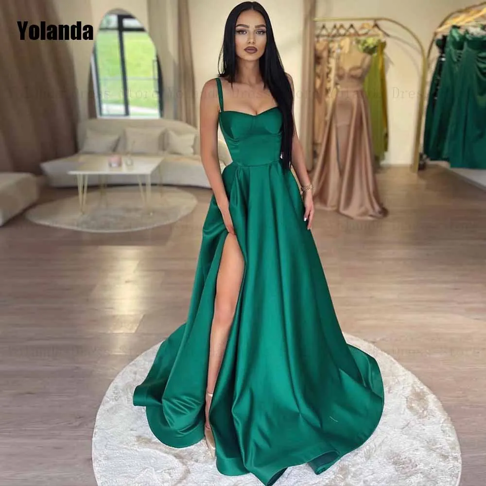 

Exquisite A-line Evening Dresses Ruffle Satin Draped Pleat 2024 New Front Split Open Back Prom Gowns Floor Length فساتين السهرة