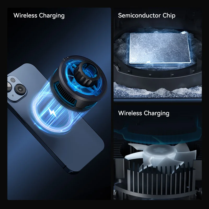 Ulanzi SK-10 Smartphone Wireless Charging Stand with Cooling Fan 360 Rotation Ballhead for Phone Gaming Livestreaming Vlogging