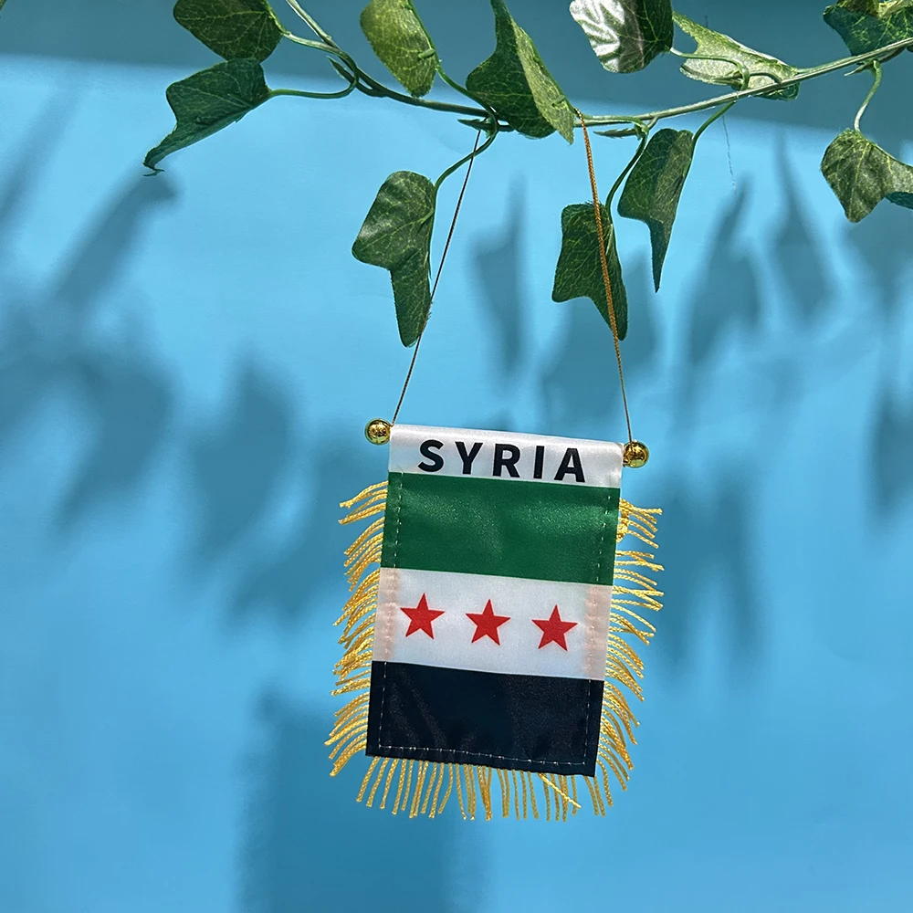 

SKY FLAG Syria Car Window flag 8*12cm Polyester double side printed Syria Hanging pennant Flags Syria Mini flag