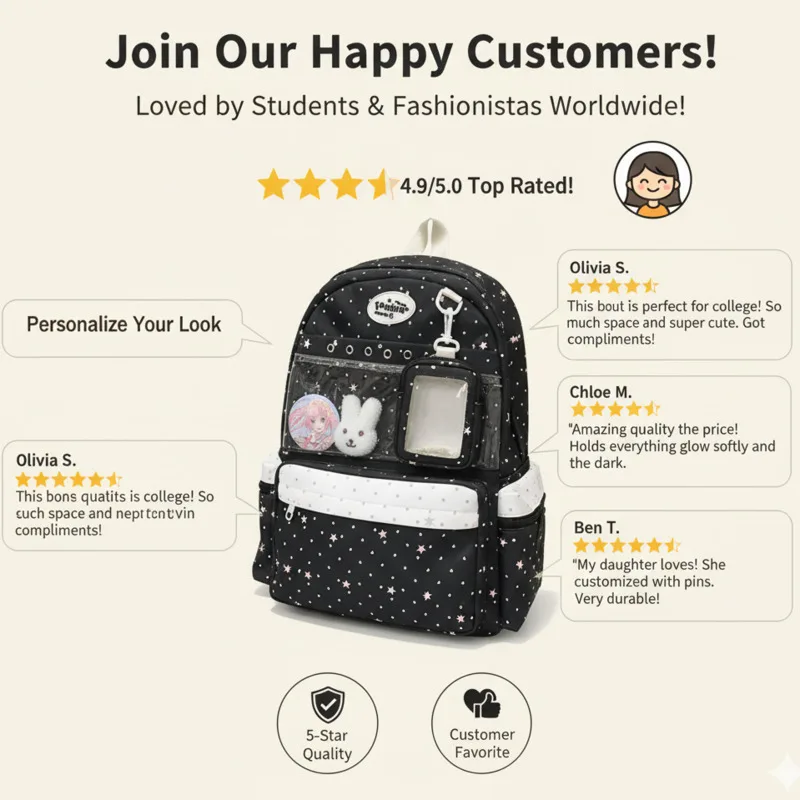 Polka Dot Backpacks Anime Backpacks Y2K Itabag Transparent Pin Display Bag JK Sweet Princess Women Students Backpacks Gift New