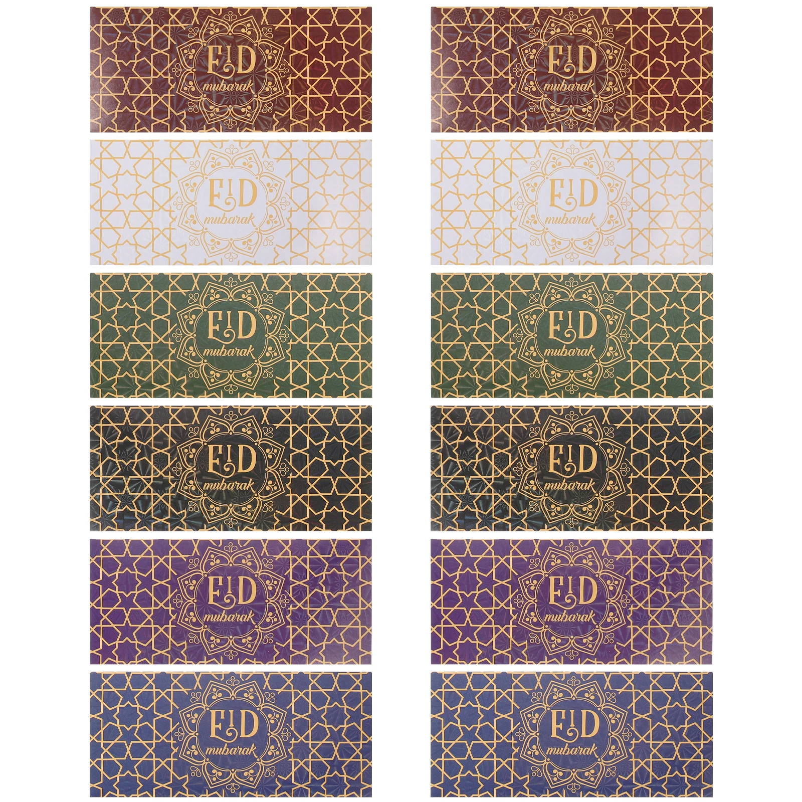 

12pcs Eid Red Envelopes Paper Money Bags Beautiful Patterns Festival Atmosphere Compact Size Lightweight Design