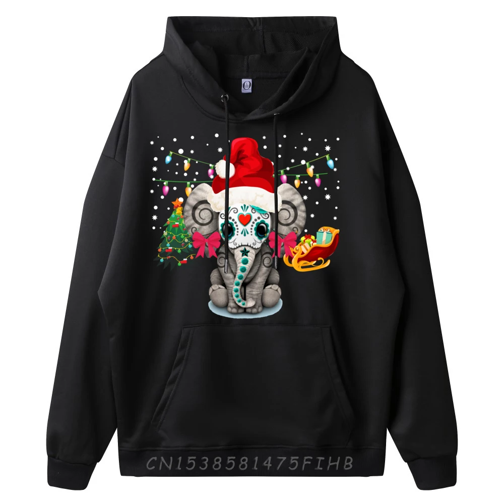 Cute Elephant Christmas Sugar Skull Pajama Christian Sweater Men Mens Hoodies Christmas Sweater Long Sleeve