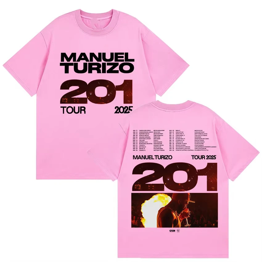 Camiseta de rapero Manuel Turizo Tour 2025 Merch para hombre y mujer, camiseta gótica de manga corta de estilo Retro, ropa de Hip Hop, Tops