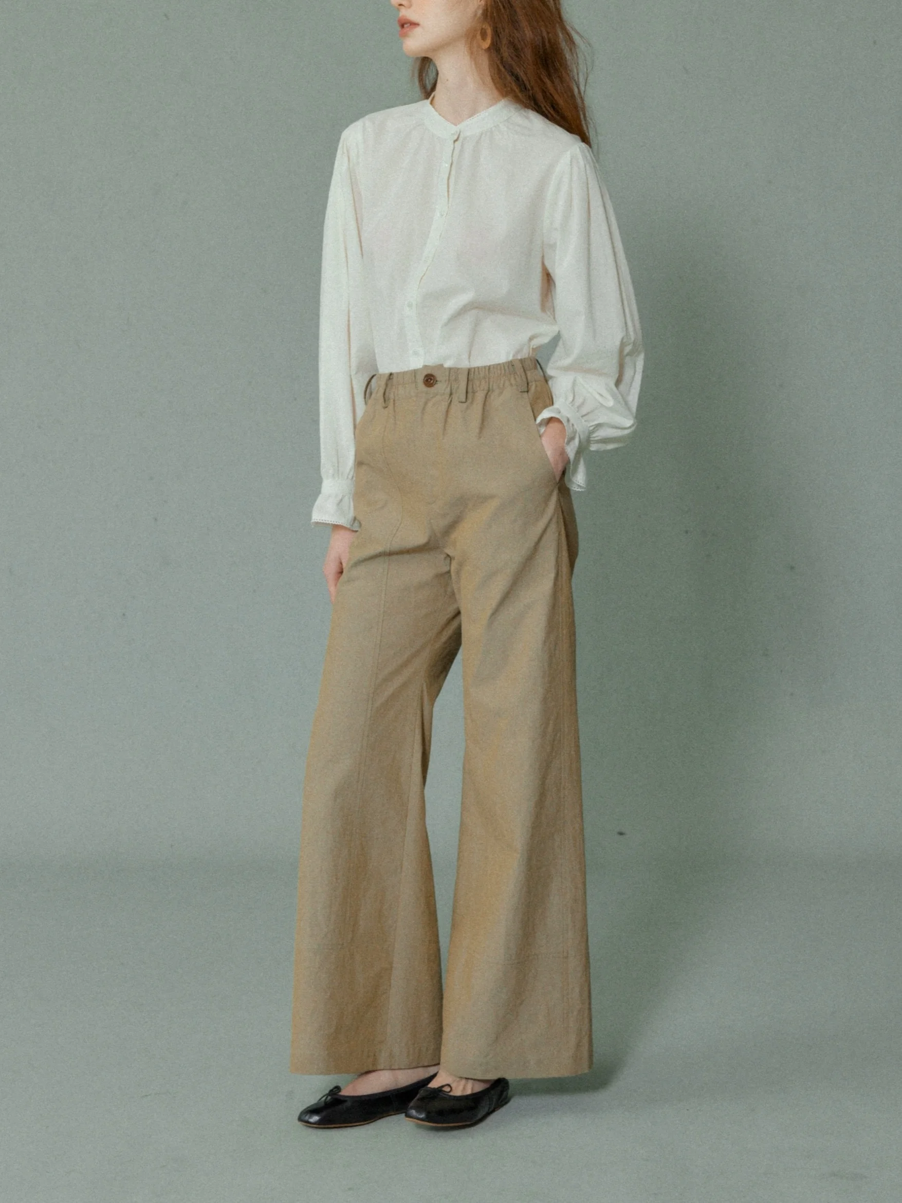 

Early Spring 2025 New Island Bird Pure Cotton Deconstructed Design Sensation Tea Color Casual Long Pants Women's Faion